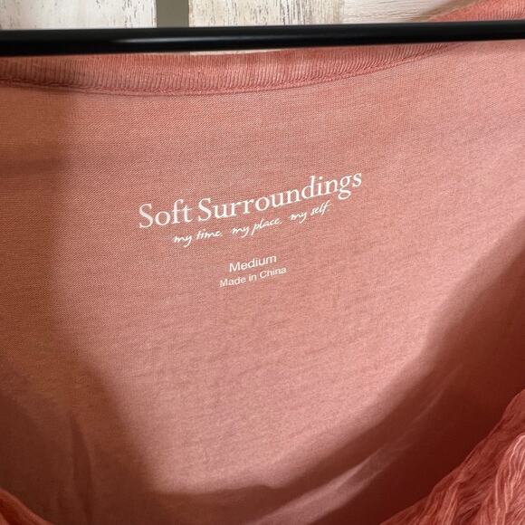 NWT SOFT SURROUNDINGS Women's L Silk Beaux Art Romantic Tunic Coral Pink - Picture 7 of 16